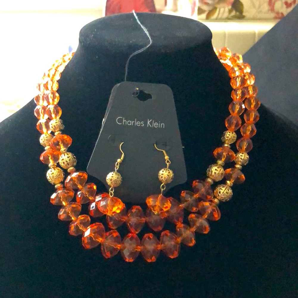 Orange Beaded Jewelry Set